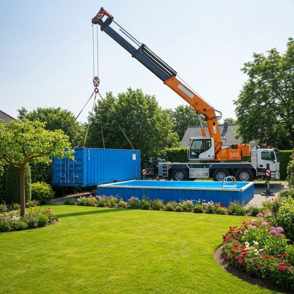 Pool-Lieferung per Kran